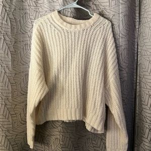 White knitted sweater
